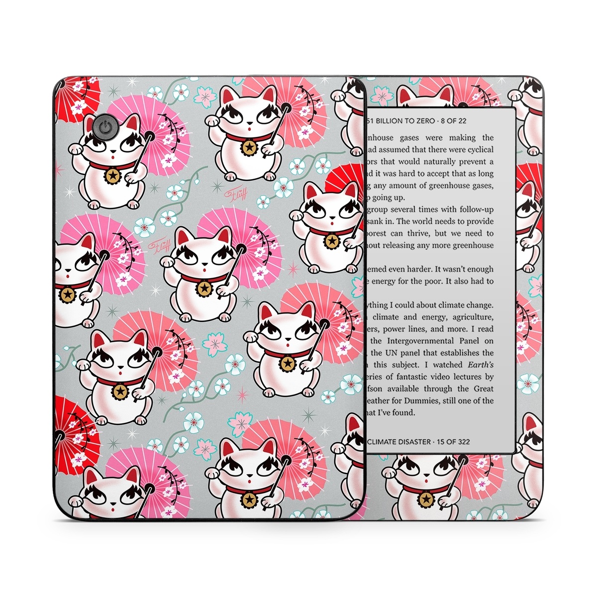 Kobo Clara 2E Skin design of Pink, Red, Cartoon, Design, Line, Textile, Pattern, Illustration, Smile, Fictional character, with white, red, pink, gray, blue, black colors