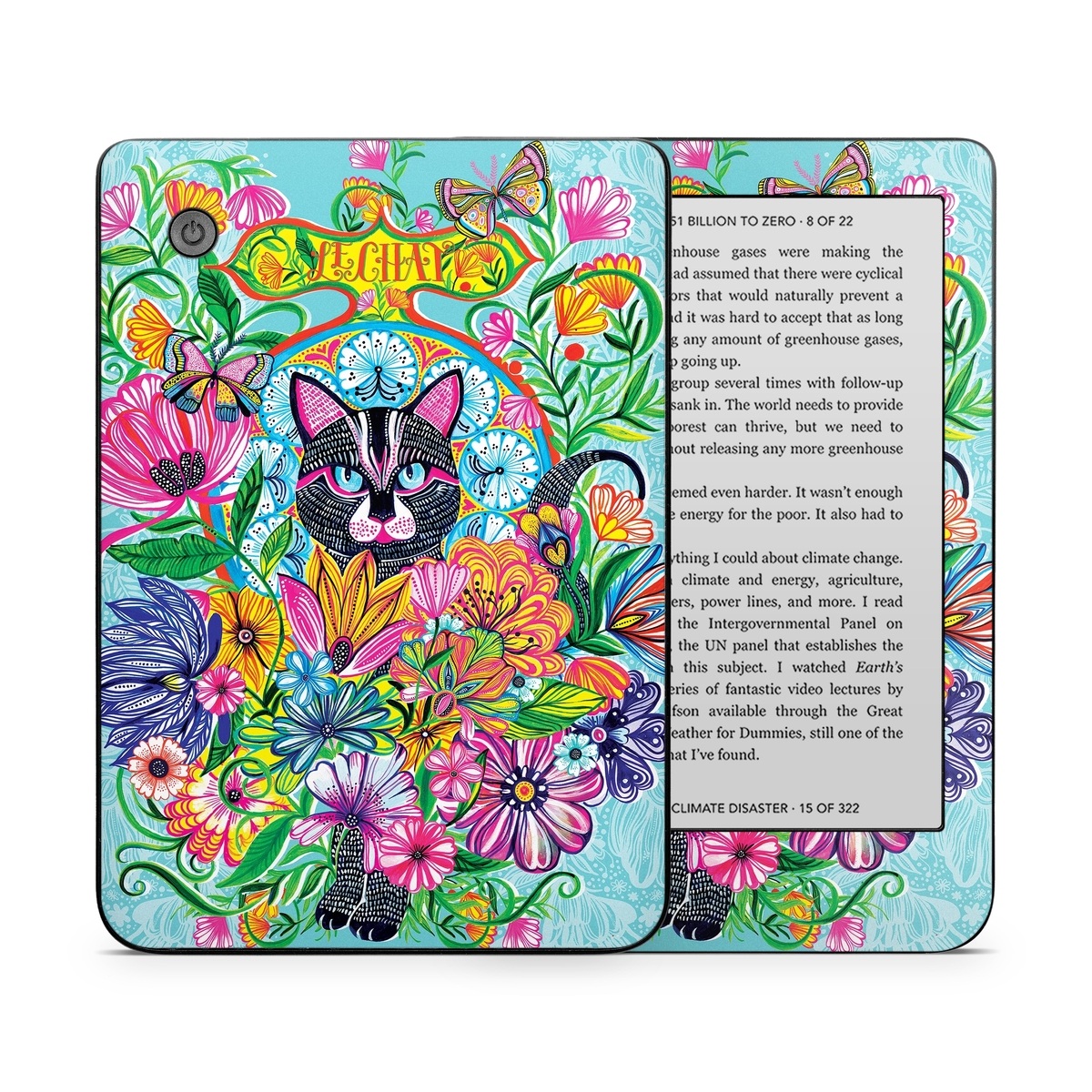 Kobo Clara 2E Skin design of Visual arts, Art, Plant, Illustration, Pattern, Floral design, Flower, Wildflower, with white, blue, pink, black, green, yellow colors