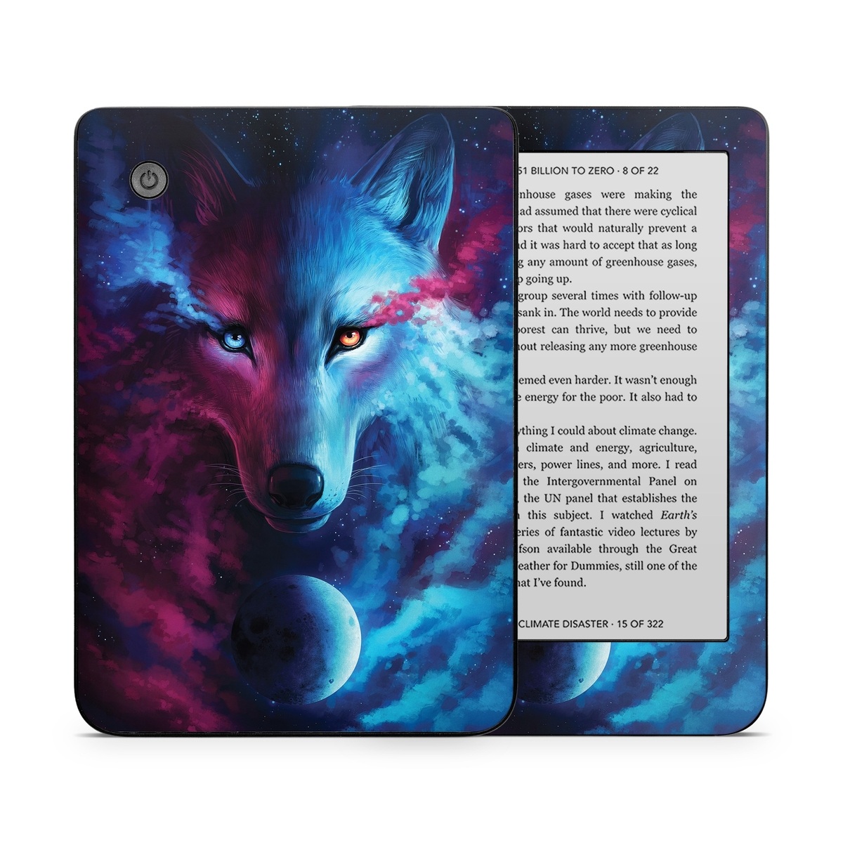 Kobo Clara 2E Skin design of Dog, Carnivore, Organism, Iris, Painting, Art, Whiskers, Cg artwork, Electric blue, Space, with black, blue, purple, red colors