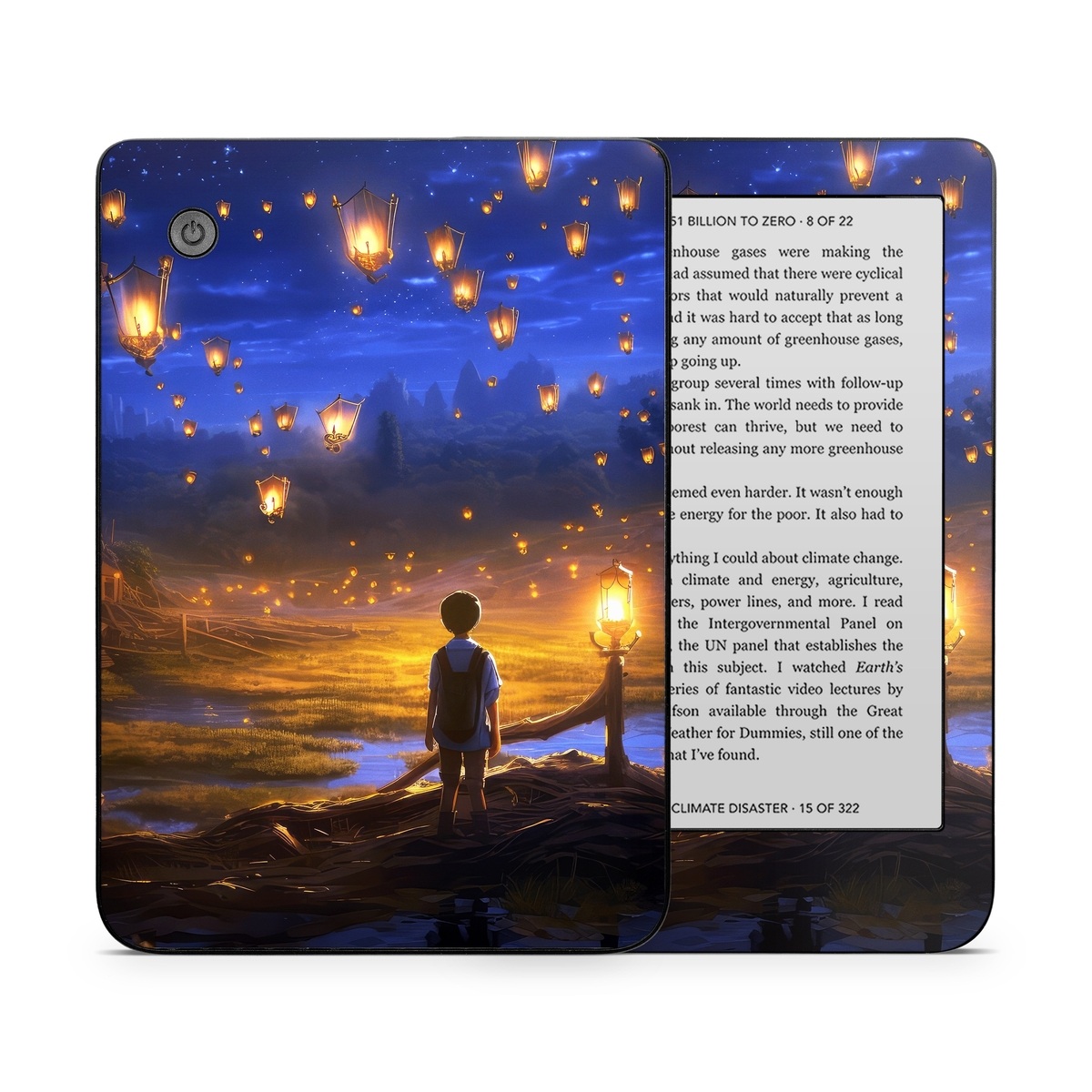 Kobo Clara 2E Skin design of Cloud, World, Nature, Sky, People in nature, Happy, Flash photography, Natural landscape, Horizon, Heat, with black, blue, orange, yellow, gray, purple, orange, green colors