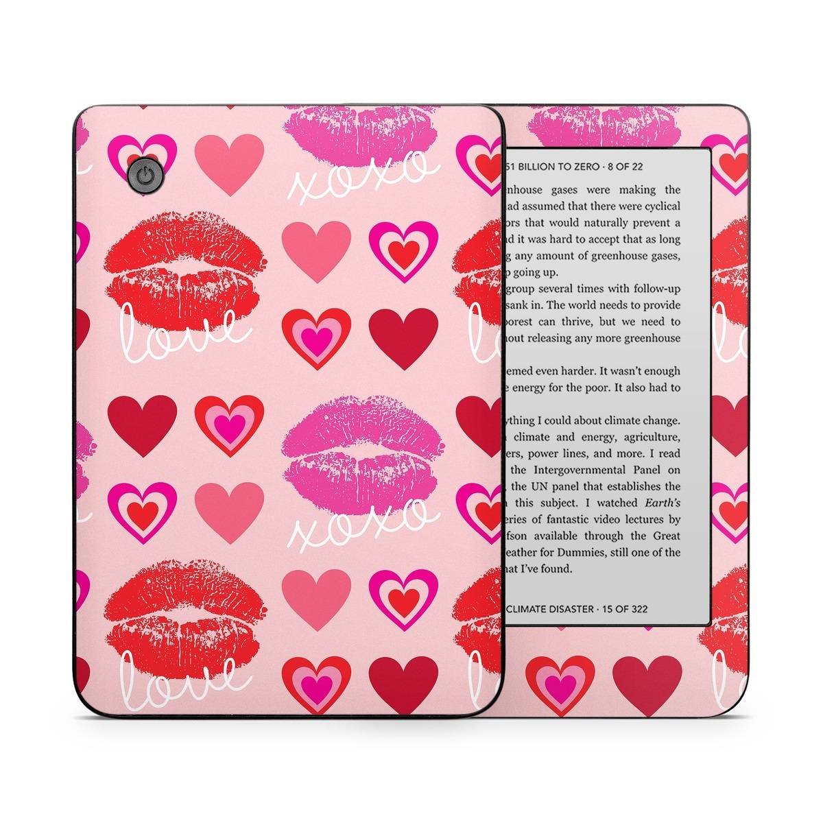 Kobo Clara 2E Skin design of Organ, Pink, Red, Font, Material property, Magenta, Heart, Pattern, Happy, Love, with pink, red, white colors