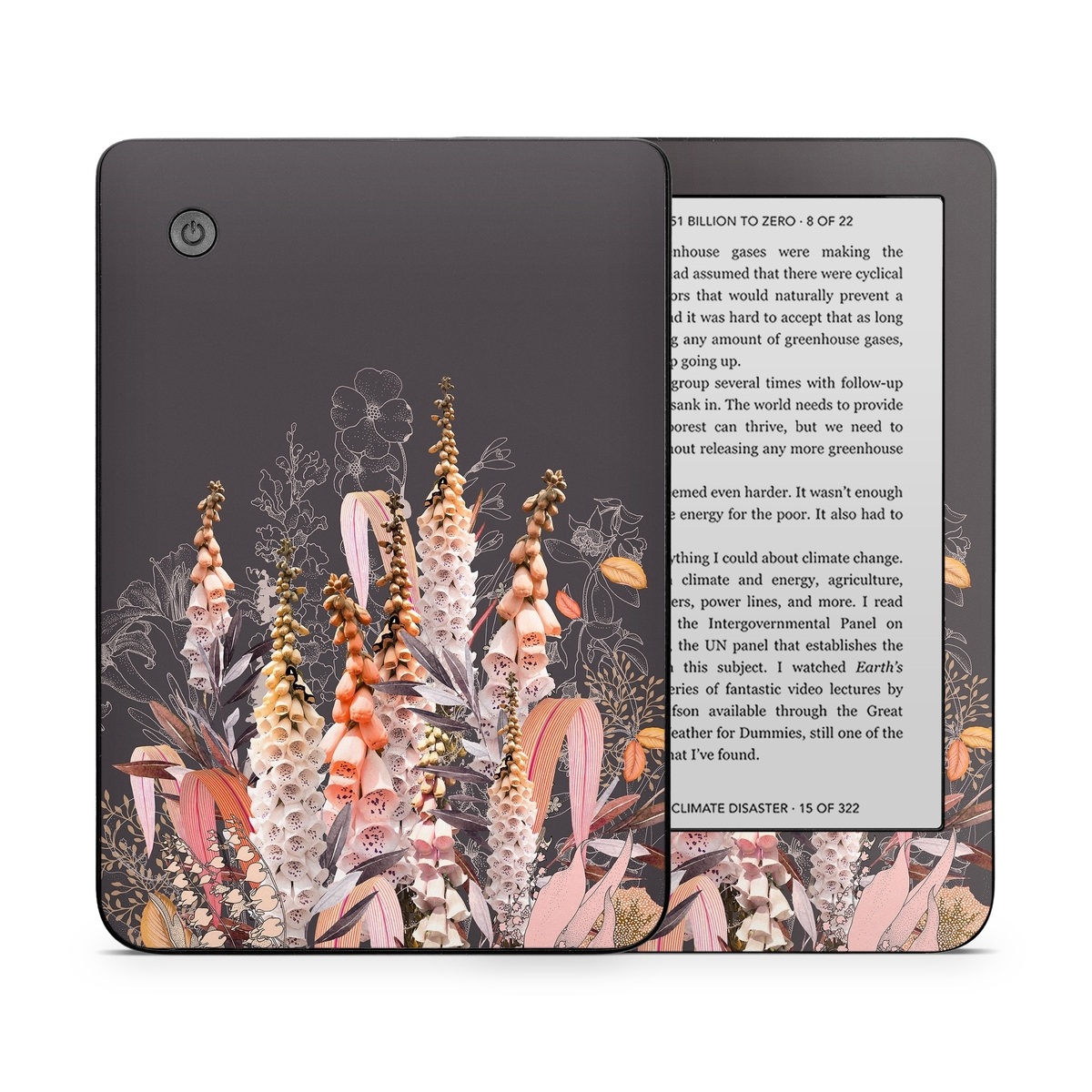 Kobo Clara 2E Skin design of Flower, Plant, Foxtail lily, Botany, Plant stem, Illustration, Broomrape, with brown, pink, white, yellow, orange colors