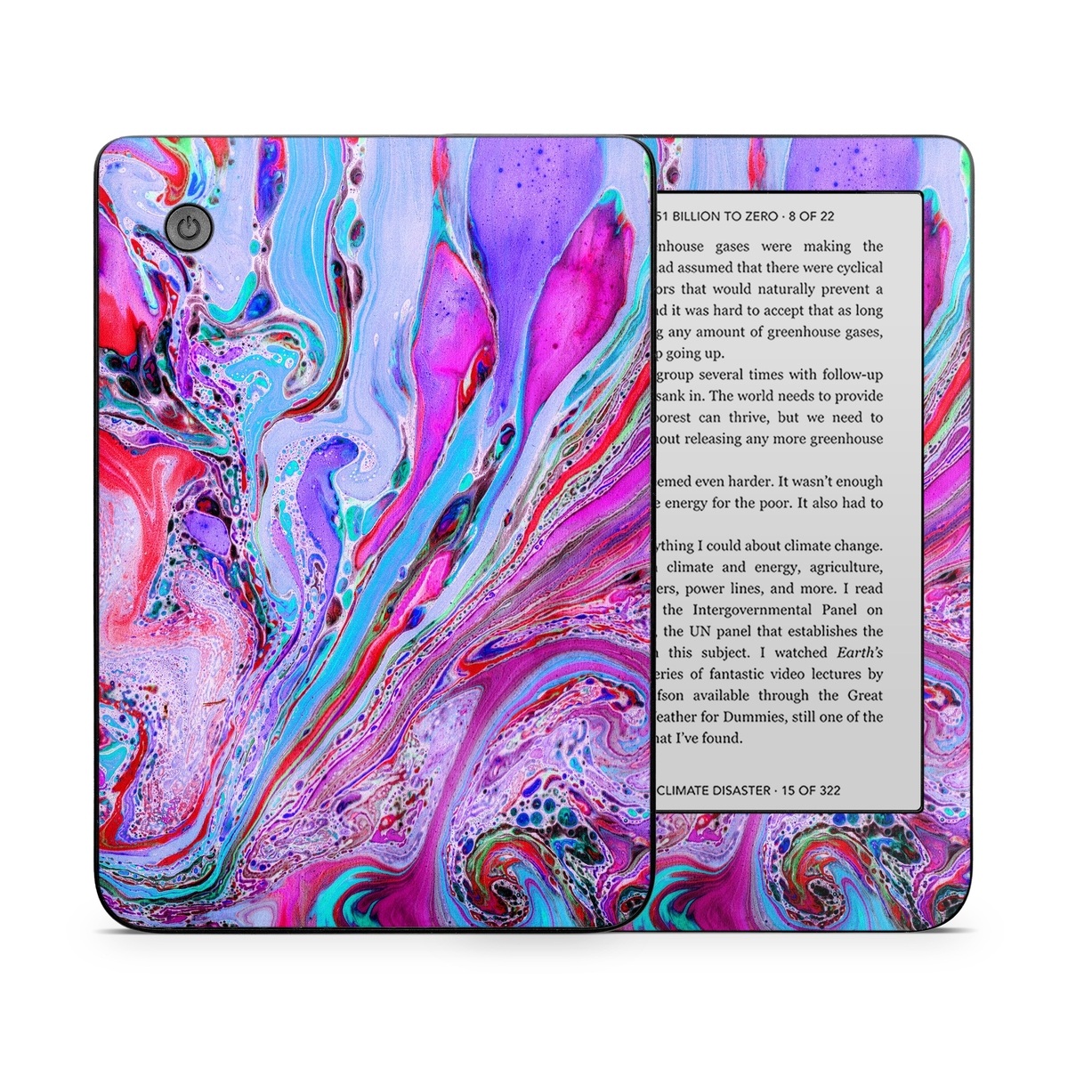 Kobo Clara 2E Skin design of Pink, Purple, Pattern, Design, Visual arts, Art, Psychedelic art, Magenta, Acrylic paint, Colorfulness, with pink, purple, blue, green colors