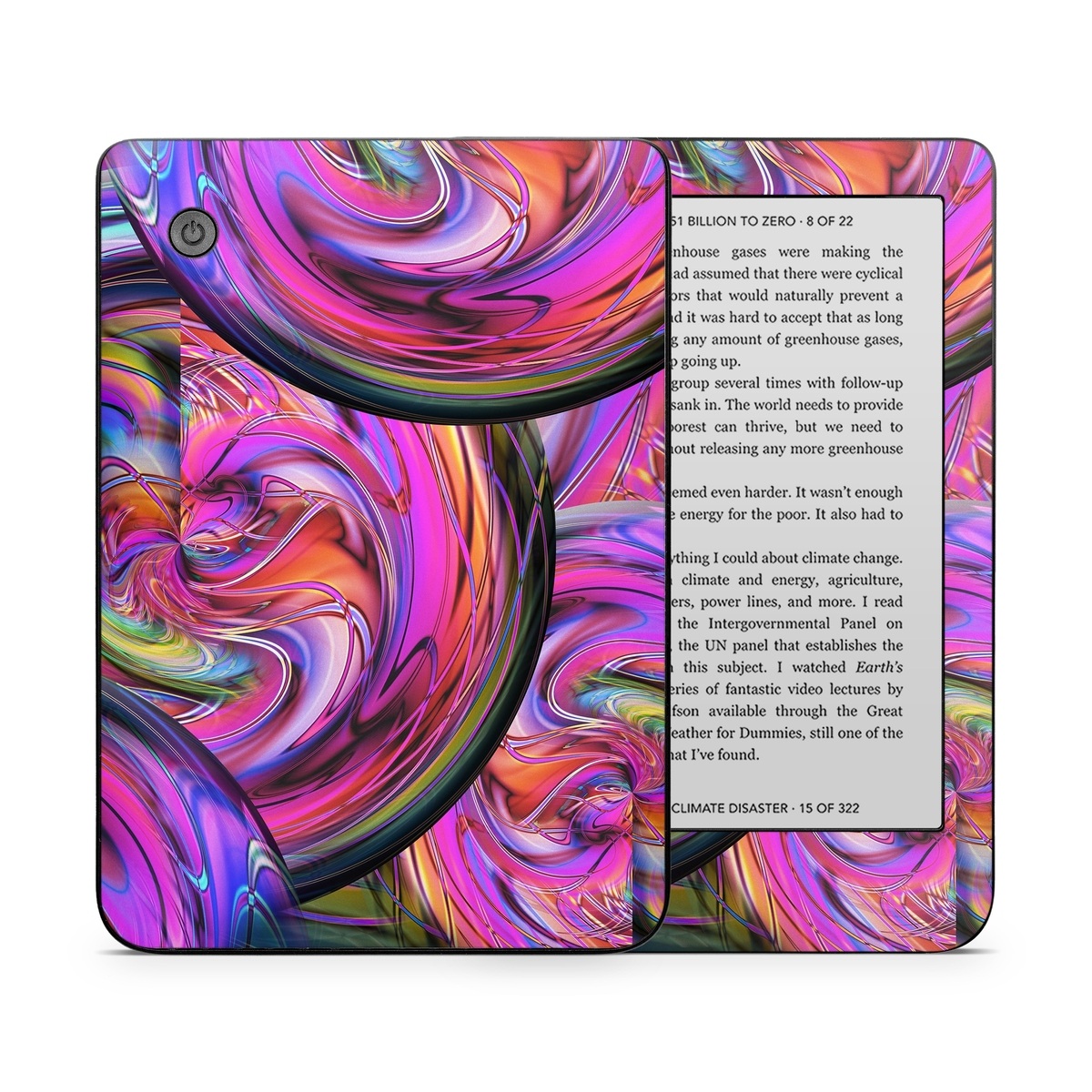 Kobo Clara 2E Skin design of Pattern, Psychedelic art, Purple, Art, Fractal art, Design, Graphic design, Colorfulness, Textile, Visual arts, with purple, black, red, gray, blue, green colors
