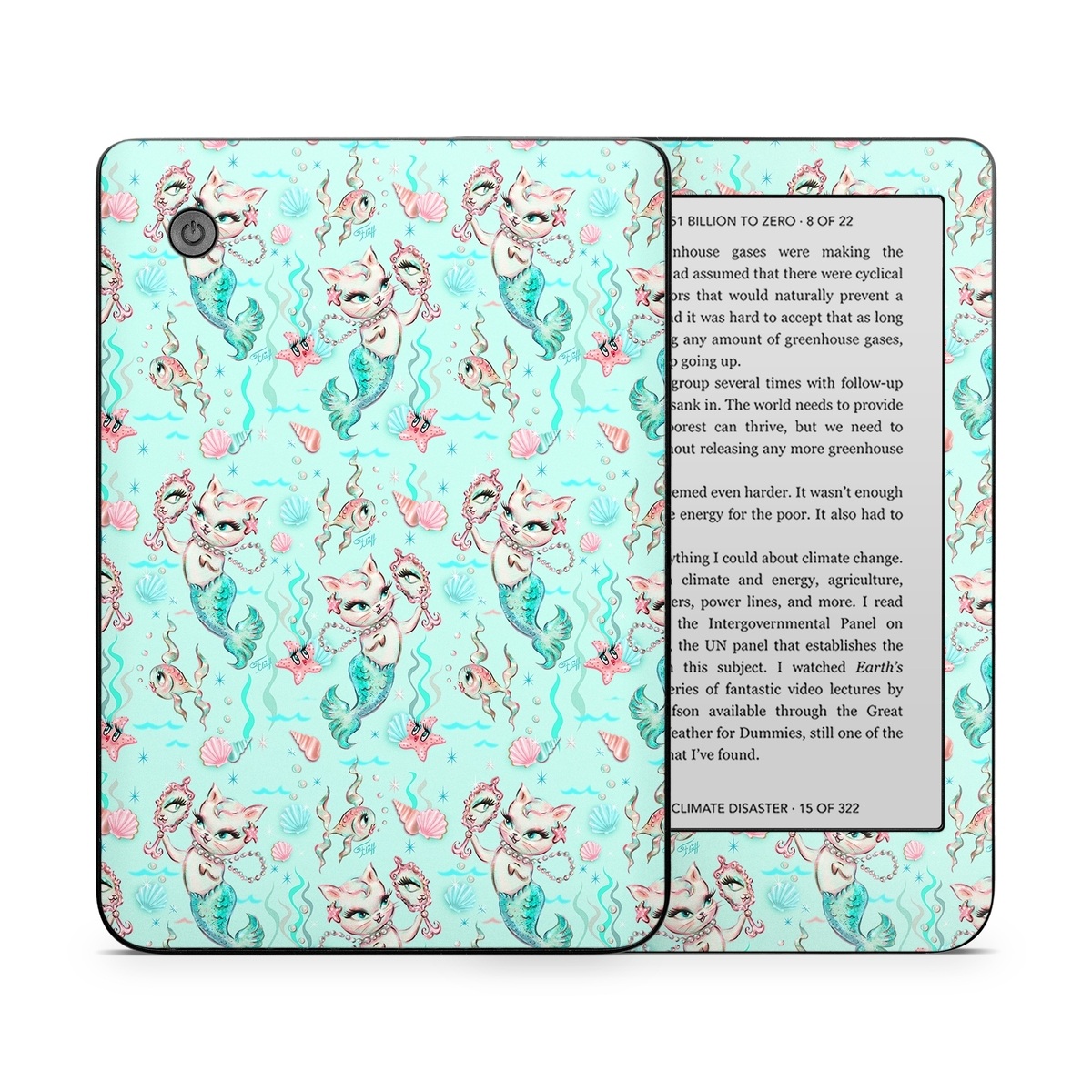 Kobo Clara 2E Skin design of Green, Aqua, Pattern, Teal, Turquoise, Pink, Textile, Wrapping paper, Design, with blue, pink, white, green colors