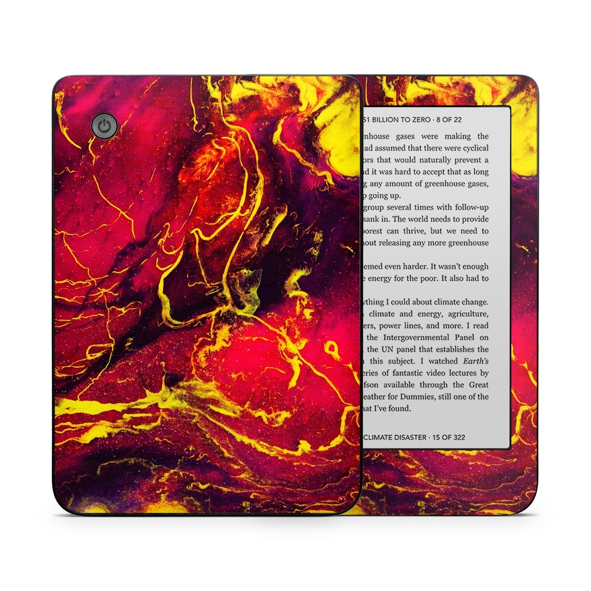 Kobo Clara 2E Skin design of Red, Purple, Geological phenomenon, Pattern, Fractal art, Art, Fictional character, Graphics, with red, yellow, black colors