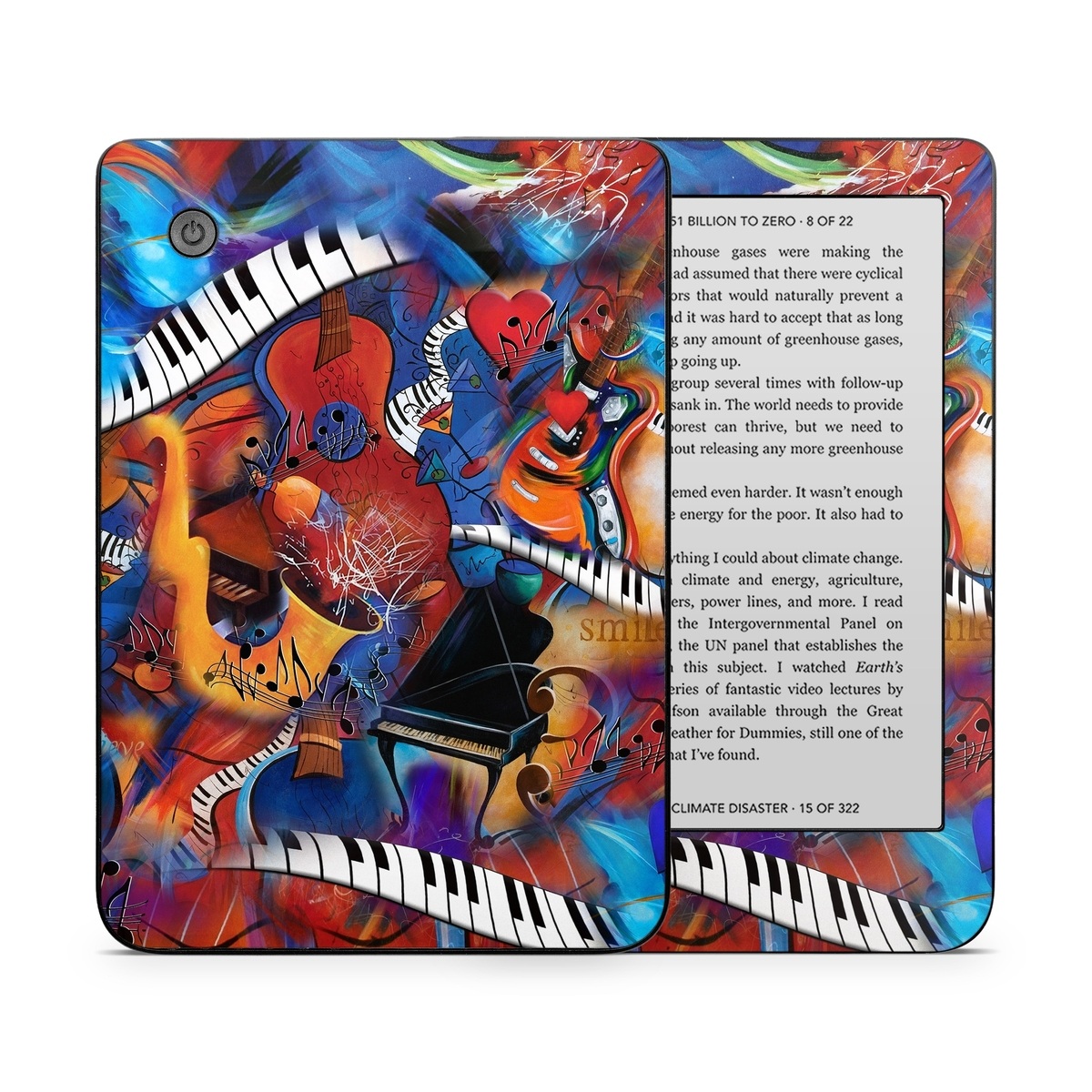 Kobo Clara 2E Skin design of Art, Graffiti, Mural, Modern art, Street art, Psychedelic art, Fictional character, Graphic design, Visual arts, Animated cartoon, with black, red, blue, gray, green colors