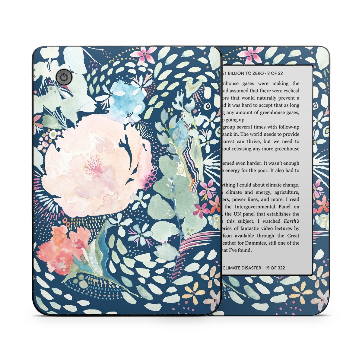 Kobo Clara 2E Skin design of Flower, Plant, Petal, Botany, Textile, Sleeve, Creative arts, Art, Painting, Aqua, with blue, pink, green, white, orange, yellow, red colors