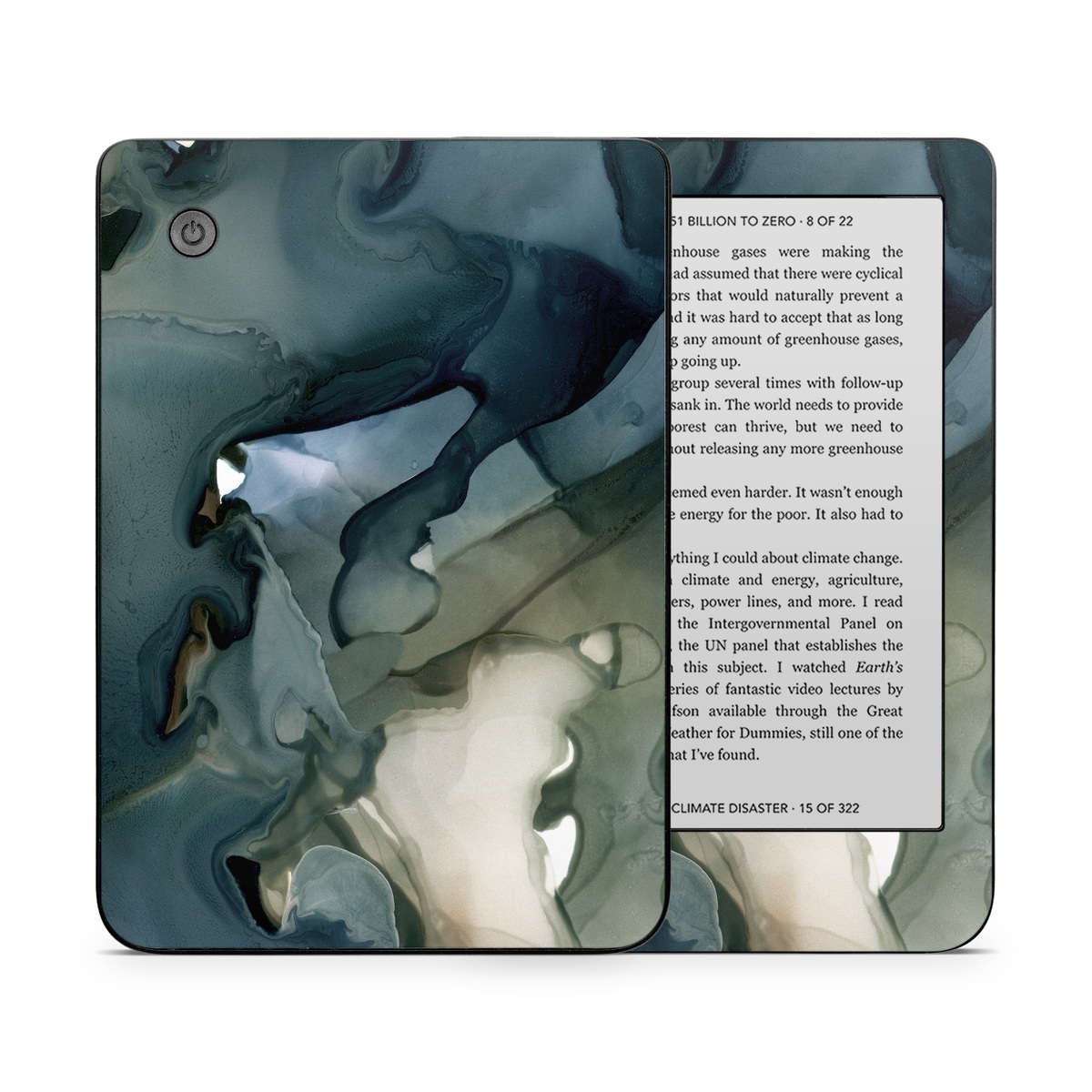 Kobo Clara 2E Skin design of Azure, Petal, Organism, Grey, Art, Pattern, Beauty, Painting, Close-up, Tree, with black, blue, green, white colors