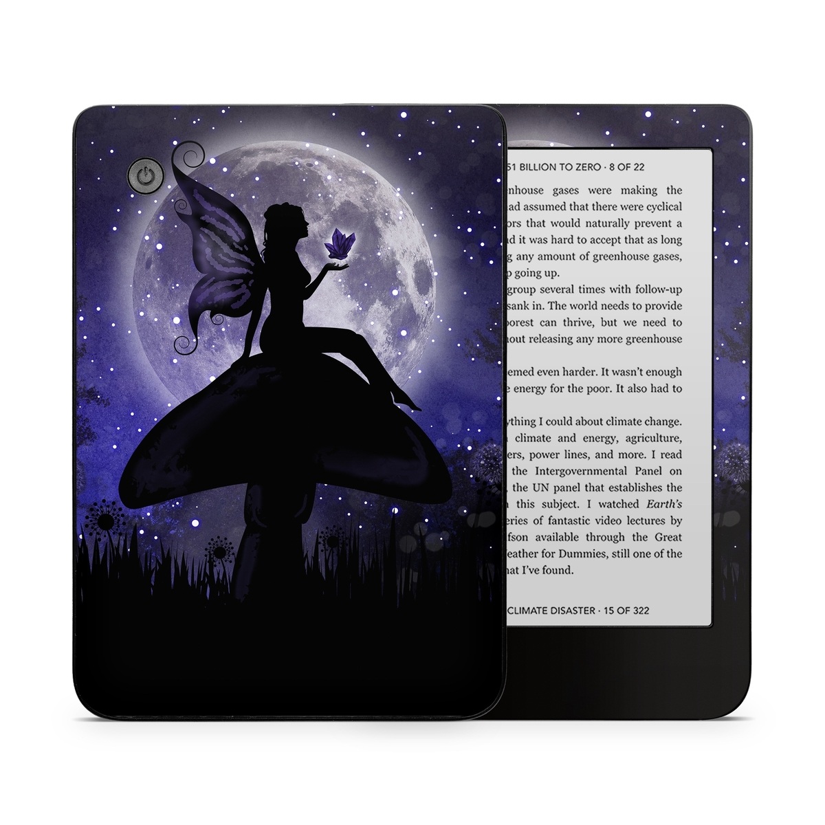 Kobo Clara 2E Skin design of Purple, Sky, Moonlight, Cg artwork, Fictional character, Darkness, Night, Illustration, Space, Star, with black, blue, gray, purple colors