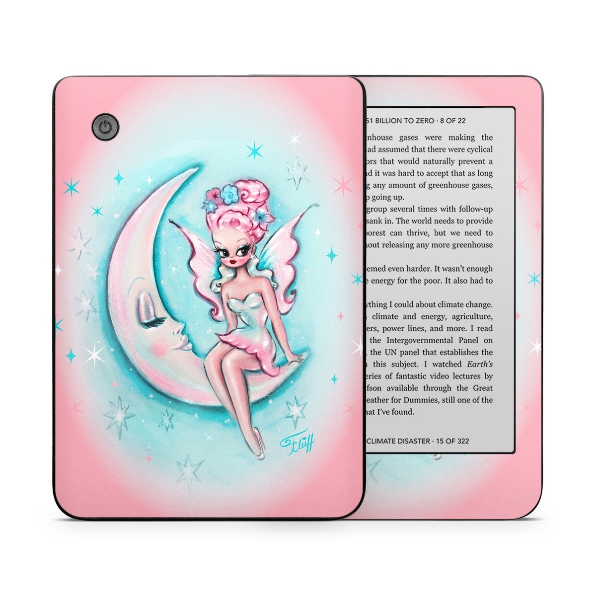 Kobo Clara 2E Skin design of Fictional character, Angel, Cartoon, Pink, Illustration, Mythical creature, Art, with blue, pink, white colors