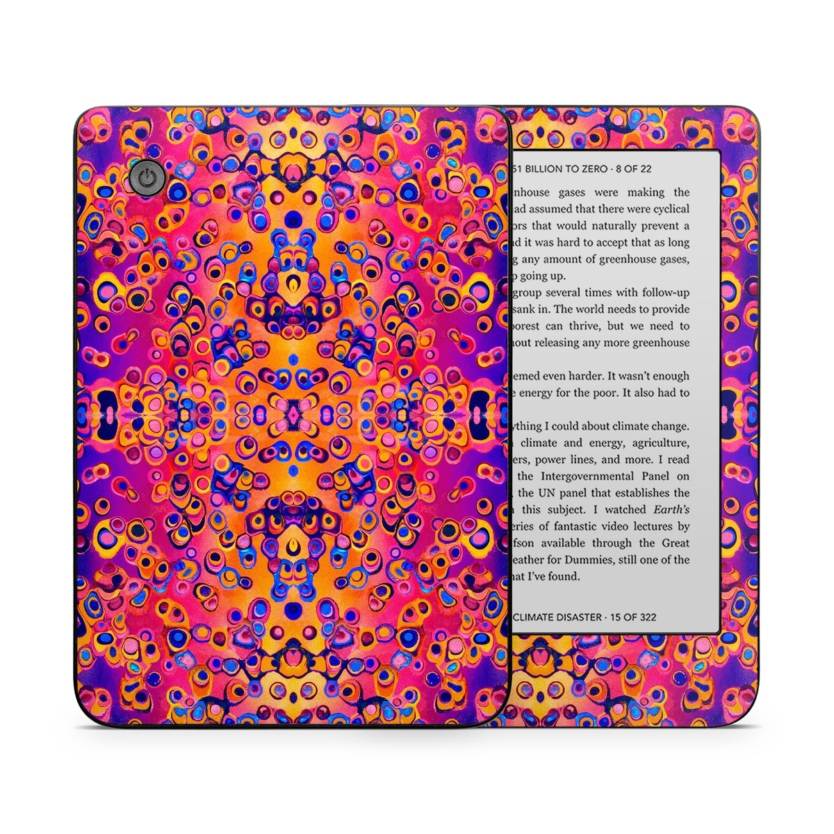 Kobo Clara 2E Skin design of Pattern, Psychedelic art, Symmetry, with orange, purple, blue, pink colors