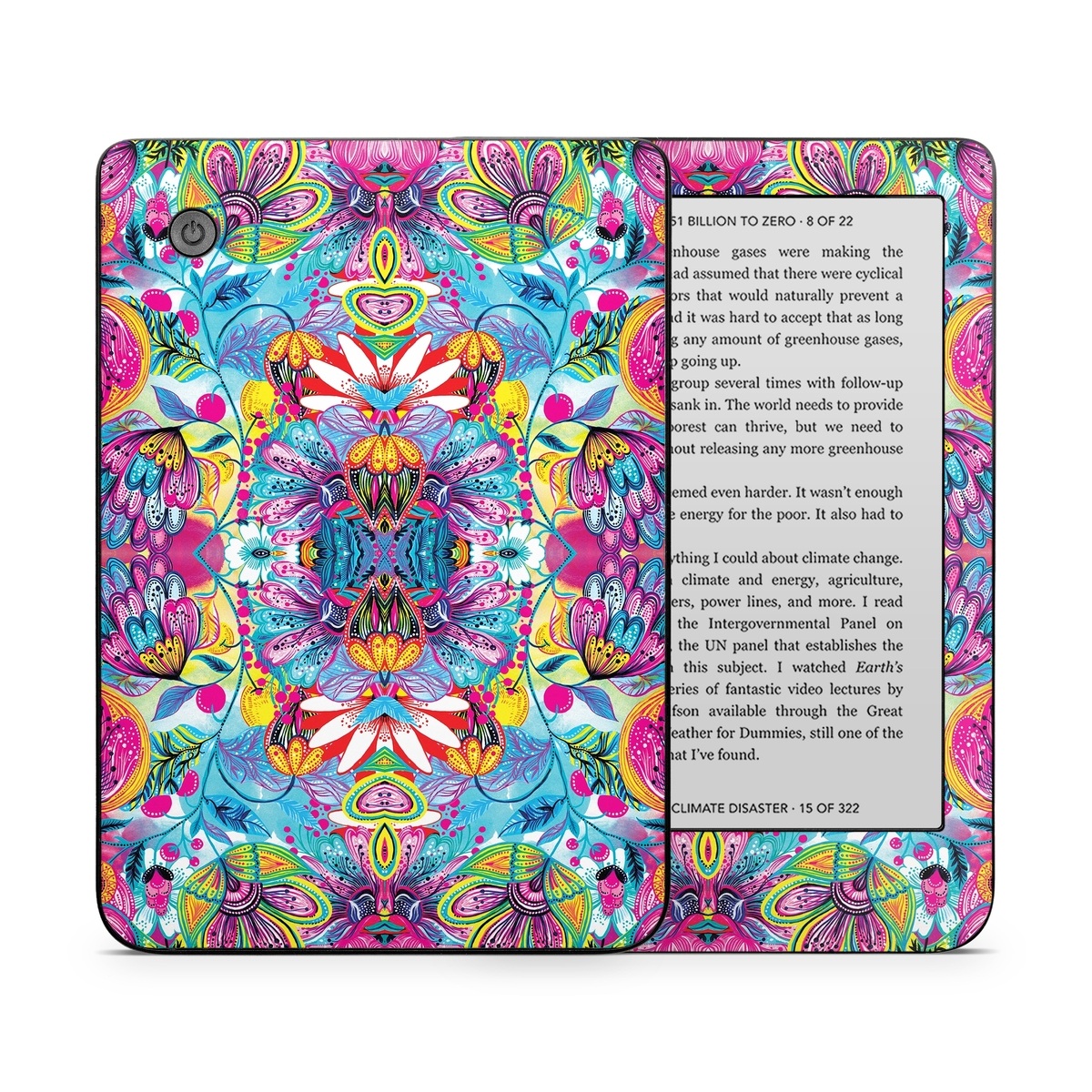 Kobo Clara 2E Skin design of Pattern, Psychedelic art, Design, Textile, Visual arts, Art, Magenta, Motif, Symmetry, Paisley, with pink, blue, purple, yellow, orange, green, red colors