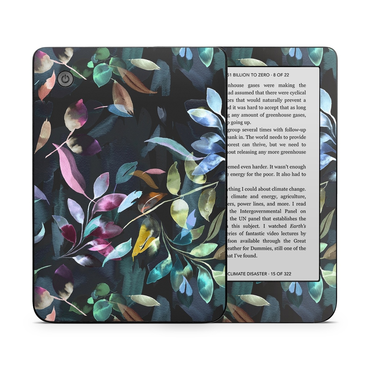 Kobo Clara 2E Skin design of Flower, Leaf, Plant, Botany, Organism, Line, Art, Petal, Groundcover, Terrestrial plant, with black, blue, green, purple, pink, red, white colors