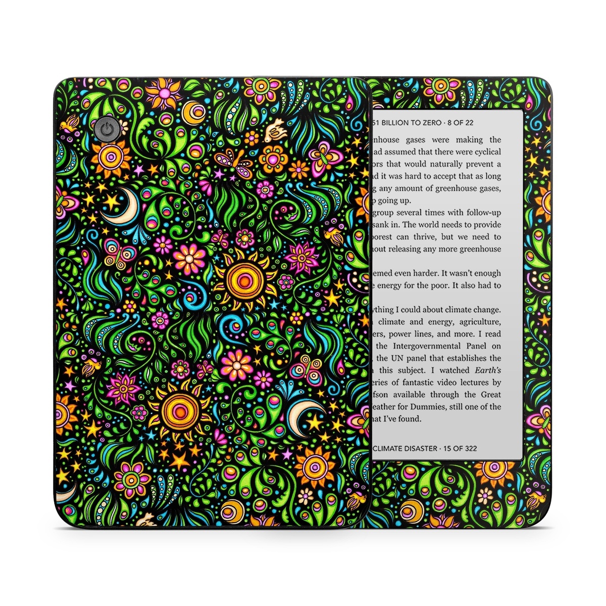 Kobo Clara 2E Skin design of Pattern, Psychedelic art, Visual arts, Art, Design, Motif, Organism, Circle, Textile, Plant, with black, red, green, blue, purple colors