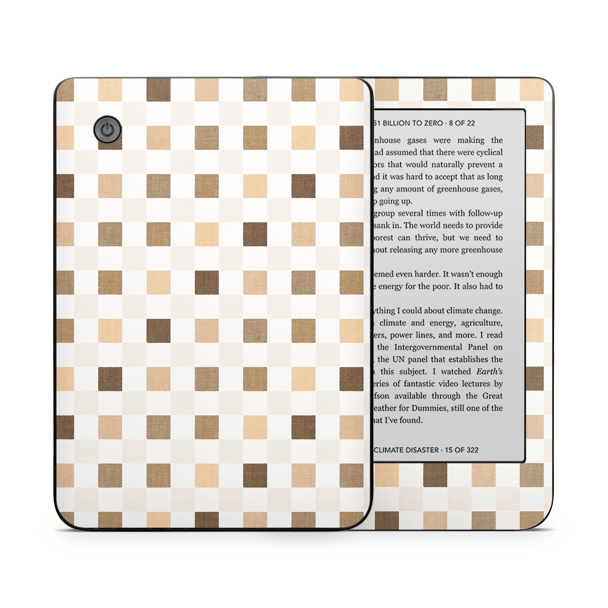 Kobo Clara 2E Skin design of Brown, Rectangle, Beige, Textile, Sleeve, Grey, Khaki, Material property, Symmetry, Art, with white, gray, brown colors