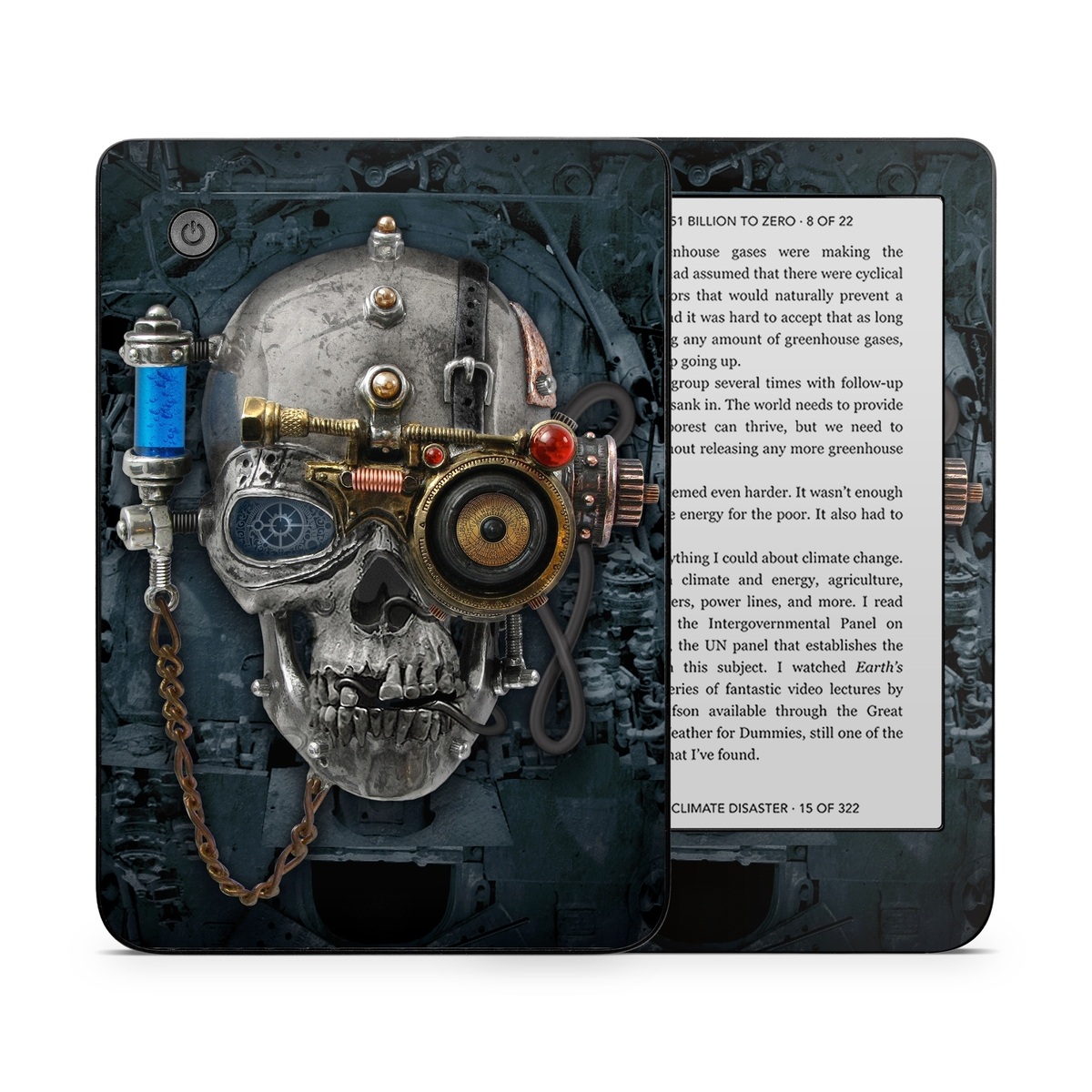 Kobo Clara 2E Skin design of Engine, Auto part, Still life photography, Personal protective equipment, Illustration, Automotive engine part, Art, with black, gray, red, green colors