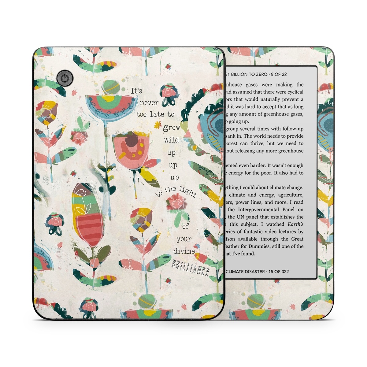 Kobo Clara 2E Skin design of Textile, Organism, Font, Creative arts, Art, Pattern, Illustration, Terrestrial plant, Painting, Drawing, with purple, black, green, yellow, blue, red colors