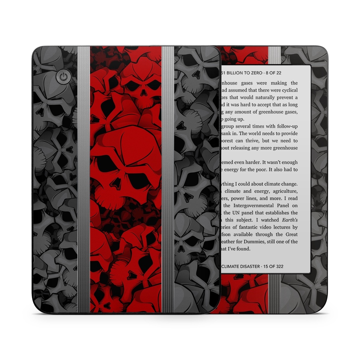 Kobo Clara 2E Skin design of Font, Text, Pattern, Design, Graphic design, Black-and-white, Monochrome, Graphics, Illustration, Art, with black, red, gray colors