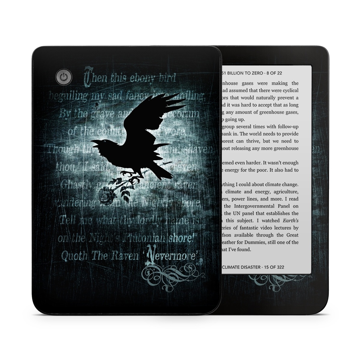Kobo Clara 2E Skin design of Bird, Text, Wing, Graphic design, Darkness, Font, Illustration, Graphics, with black, white, blue colors