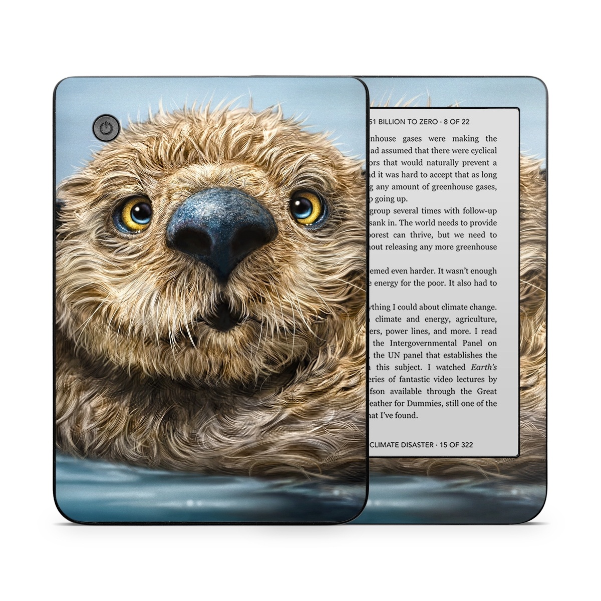 Kobo Clara 2E Skin design of Mammal, Vertebrate, Otter, Sea otter, North american river otter, Marine mammal, Terrestrial animal, Mustelidae, Snout, Organism, with gray, black, blue, green, red colors