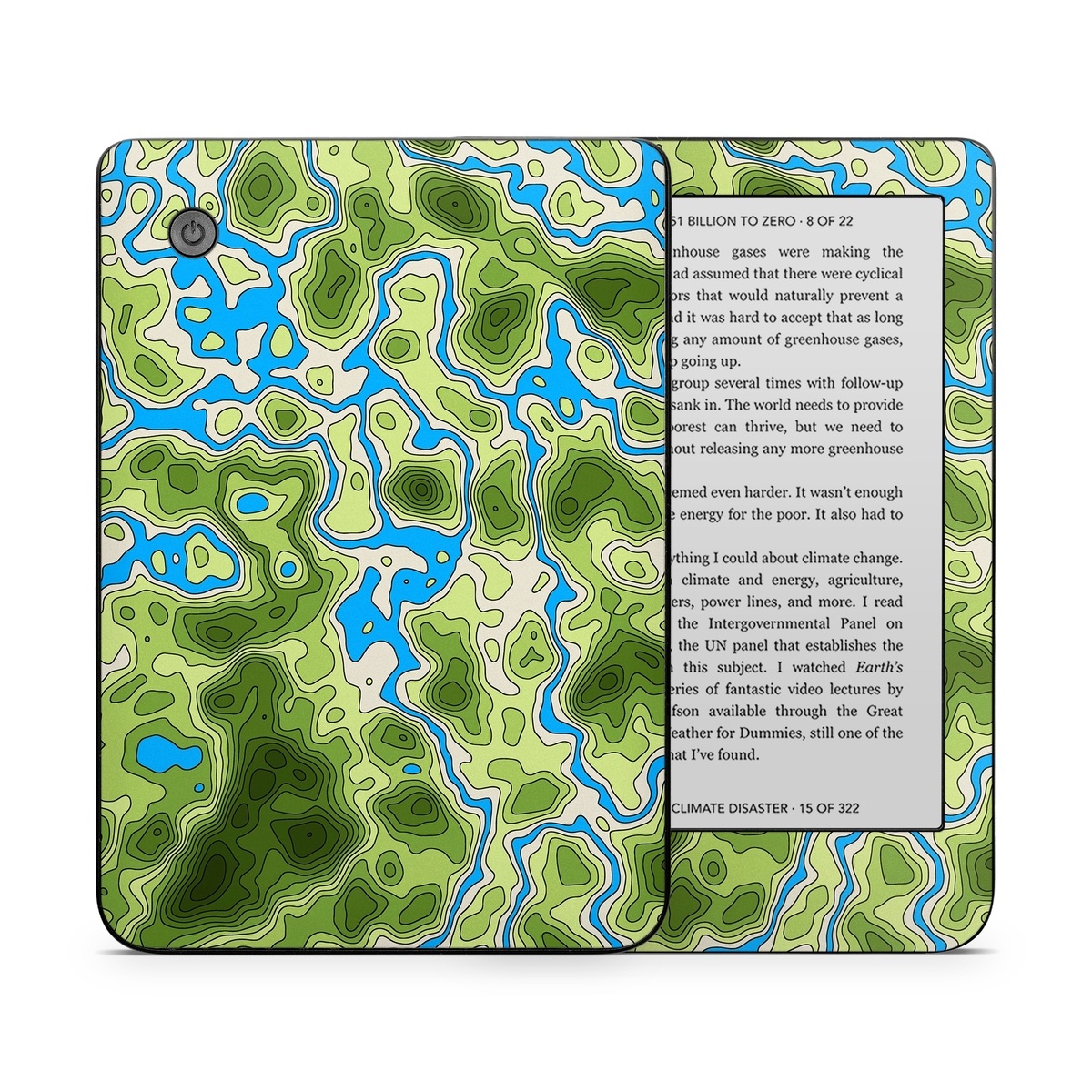 Kobo Clara 2E Skin design of Botany, Azure, Organism, Vegetation, Aqua, Terrestrial plant, Symmetry, Electric blue, Pattern, Art, with green, blue colors