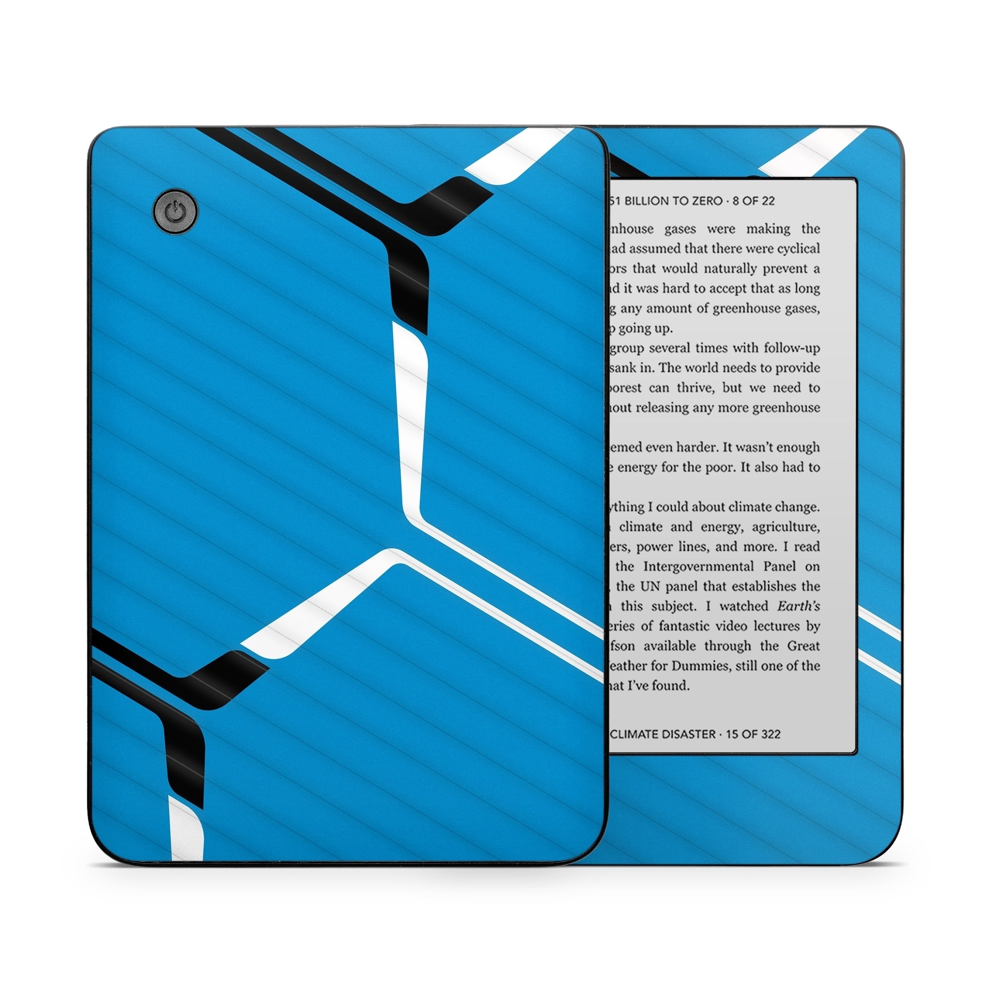 Kobo Clara 2E Skin design of Azure, Triangle, Parallel, Font, Electric blue, Pattern, Symmetry, Table, Symbol, Logo, with blue, black, white colors