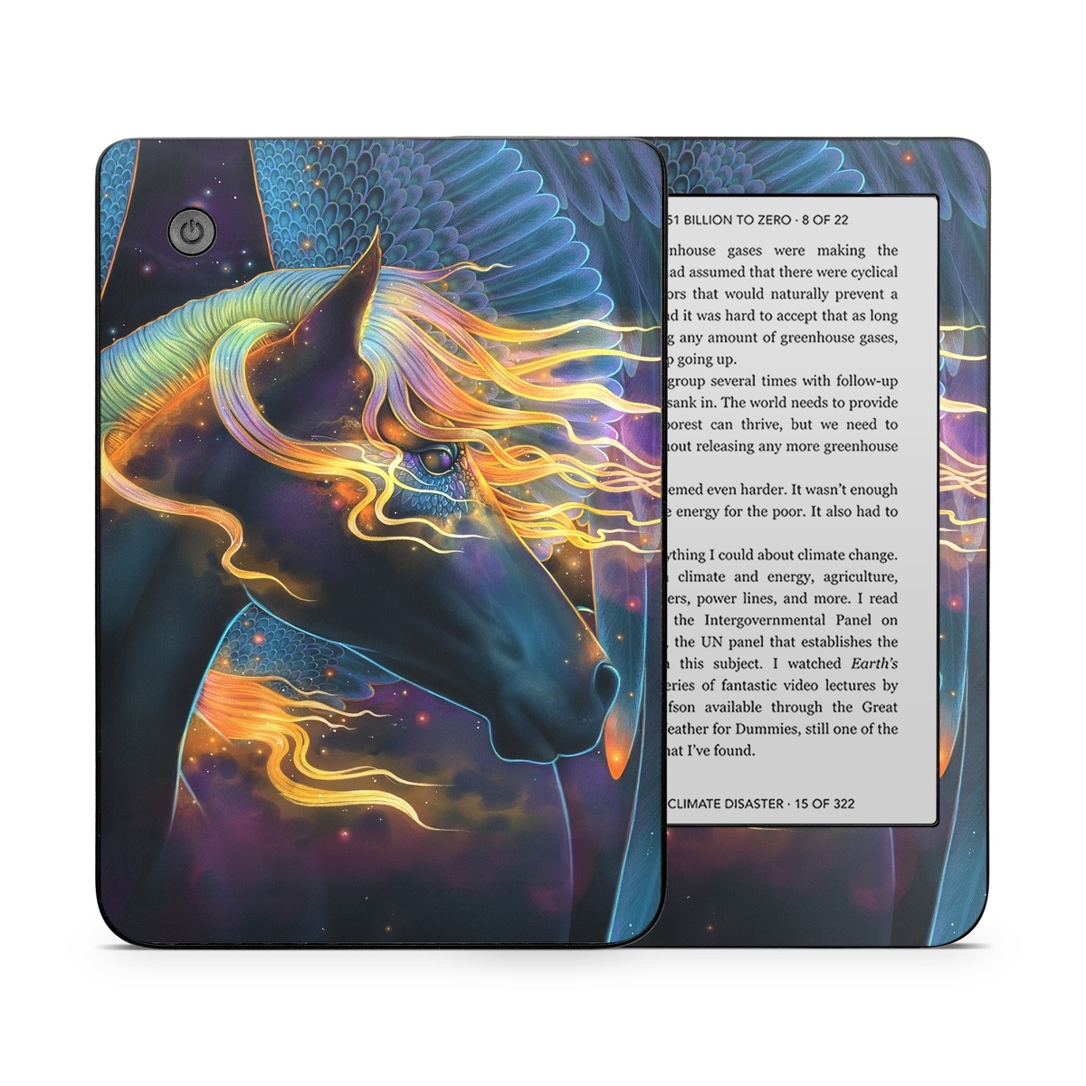 Kobo Clara 2E Skin design of Organism, Astronomical object, Art, Electric blue, Space, Darkness, Liquid, Science, Graphics, Visual arts, with black, blue, yellow, white, orange, purple, red colors