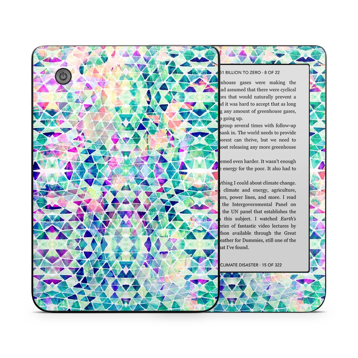 Kobo Clara 2E Skin design of Pattern, Aqua, Line, Teal, Purple, Turquoise, Design, with white, blue, purple, orange, green colors