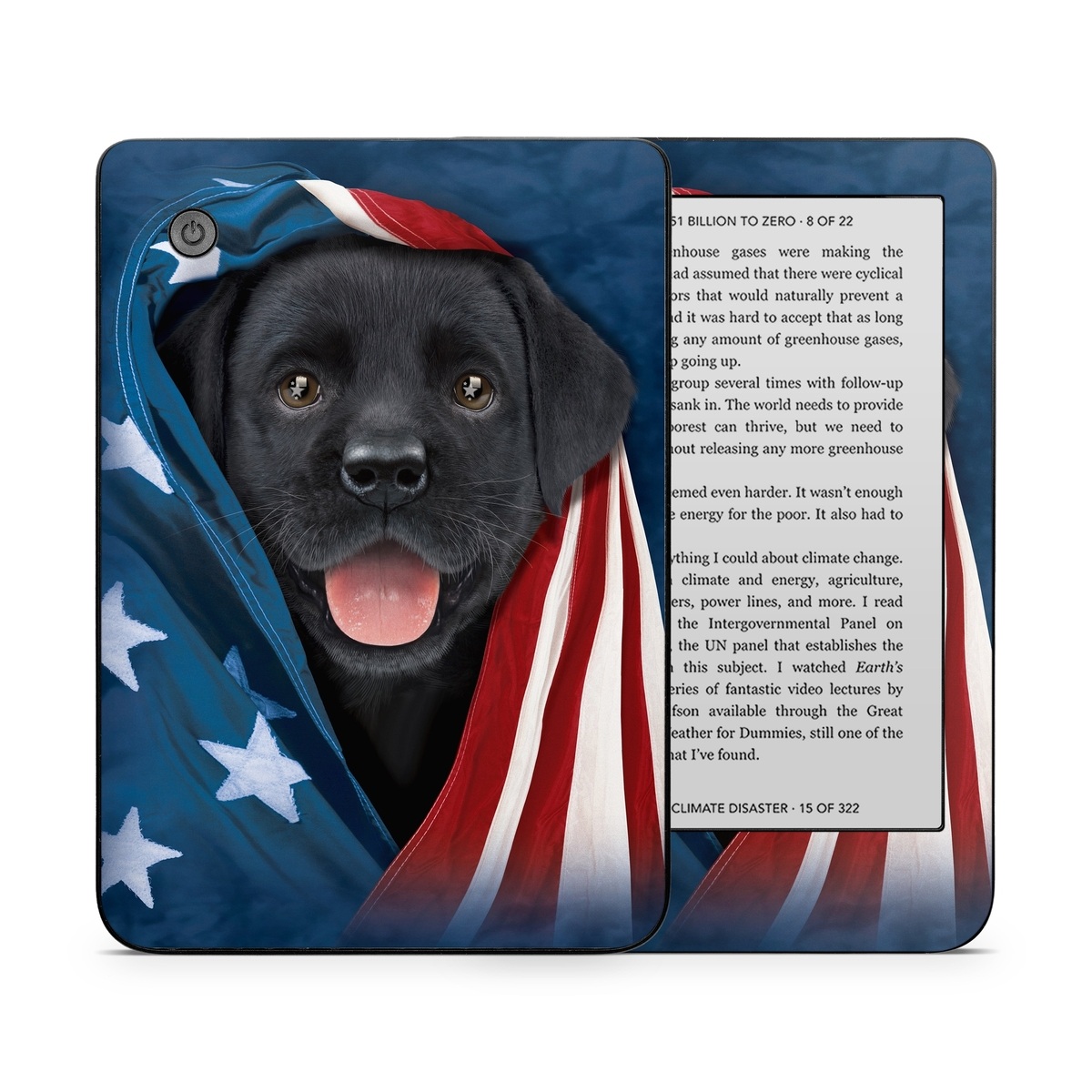 Kobo Clara 2E Skin design of Canidae, Dog, Dog breed, Flag, Snout, Carnivore, Sporting Group, Labrador retriever, Flag of the united states, Puppy, with black, gray, white, blue, red colors