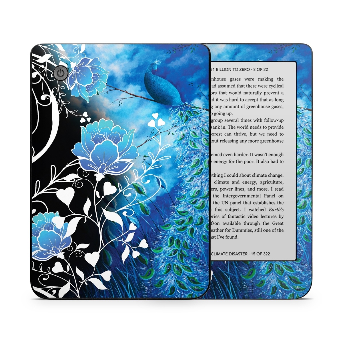 Kobo Clara 2E Skin design of Blue, Pattern, Graphic design, Design, Illustration, Organism, Visual arts, Graphics, Plant, Art, with black, blue, gray, white colors