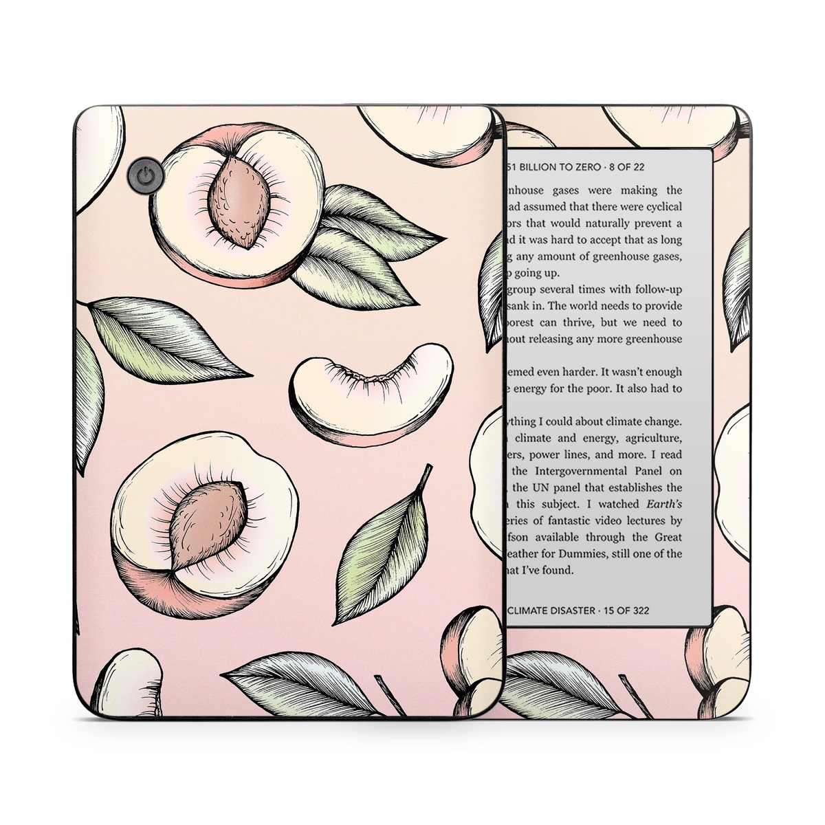 Kobo Clara 2E Skin design of Pattern, Leaf, Botany, Organism, Design, Plant, Illustration, Clip art, with pink, green, yellow, orange colors