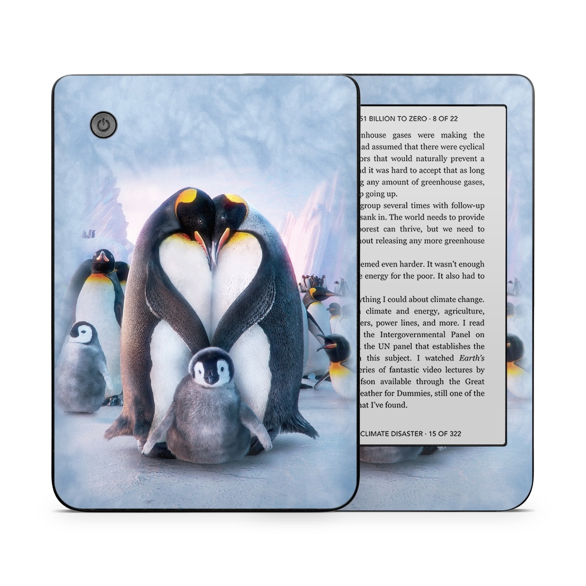 Kobo Clara 2E Skin design of Bird, Vertebrate, Flightless bird, Penguin, Gentoo penguin, Emperor penguin, King penguin, Beak, Wildlife, Arctic, with gray, black, blue, purple colors