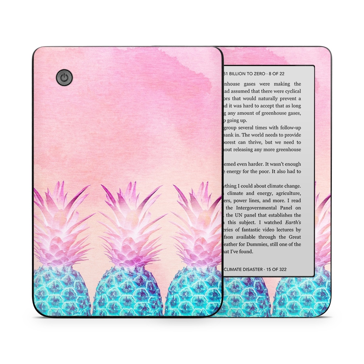 Kobo Clara 2E Skin design of Pineapple, Ananas, Pink, Fruit, Plant, Bromeliaceae, Pattern, Poales, with pink, blue, orange colors