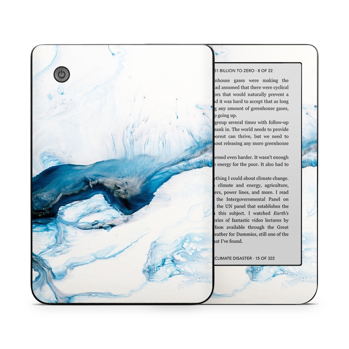 Kobo Clara 2E Skin design of Glacial landform, Blue, Water, Glacier, Sky, Arctic, Ice cap, Watercolor paint, Drawing, Art, with white, blue, black colors