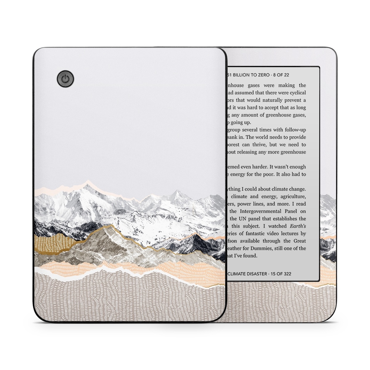 Kobo Clara 2E Skin design of White, Mountainous landforms, Mountain, Mountain range, Glacial landform, Geological phenomenon, Sky, Ridge, Geology, Glacier, with white, yellow, brown, gray, black colors