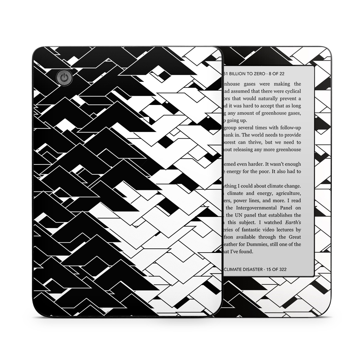 Kobo Clara 2E Skin design of Pattern, Black, Black-and-white, Monochrome, Monochrome photography, Line, Design, Parallel, Font, with black, white colors
