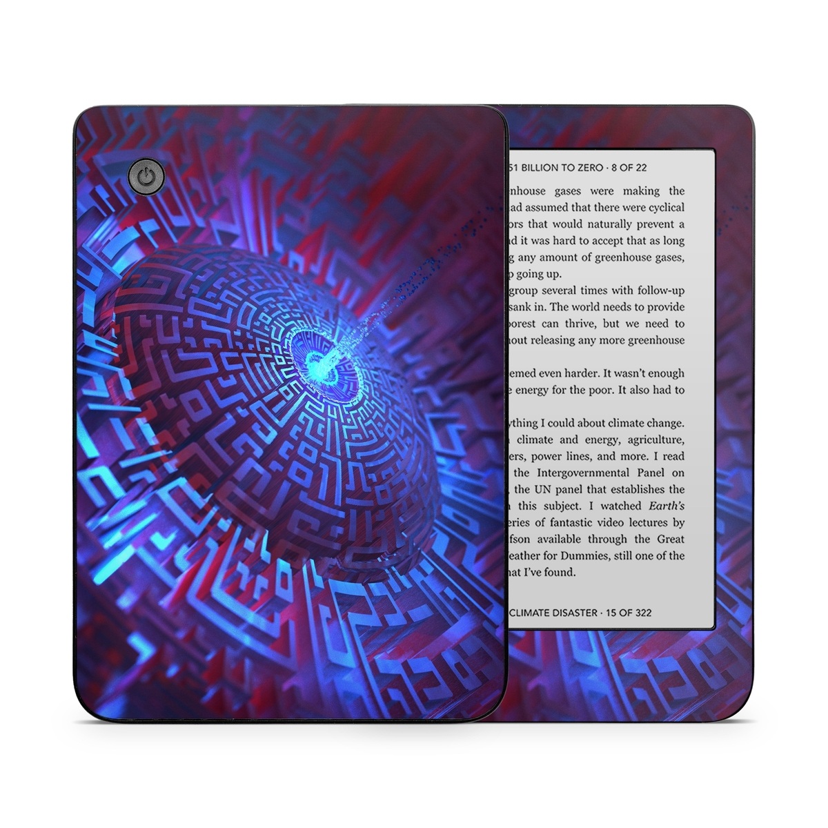 Kobo Clara 2E Skin design of Blue, Light, Fractal art, Electric blue, Purple, Water, Psychedelic art, Organism, Art, Spiral, with black, blue colors
