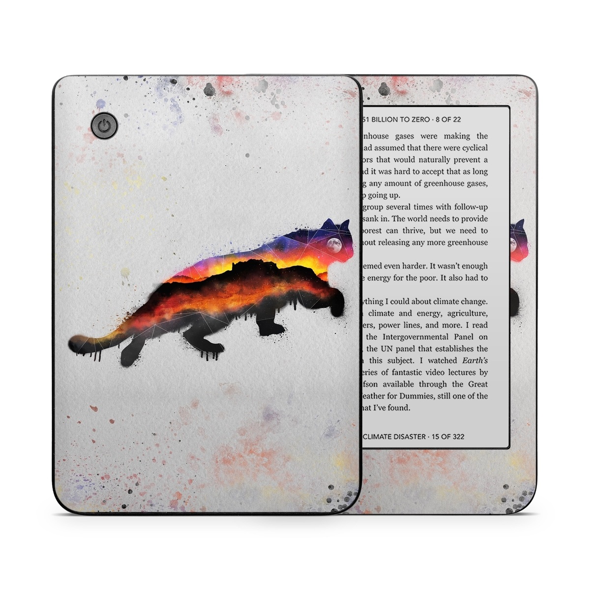 Kobo Clara 2E Skin design of Illustration, Watercolor paint, Art, Tail, Painting, Drawing, Acrylic paint, Geological phenomenon, Red fox, Paint, with gray, black, red, yellow, orange, white colors