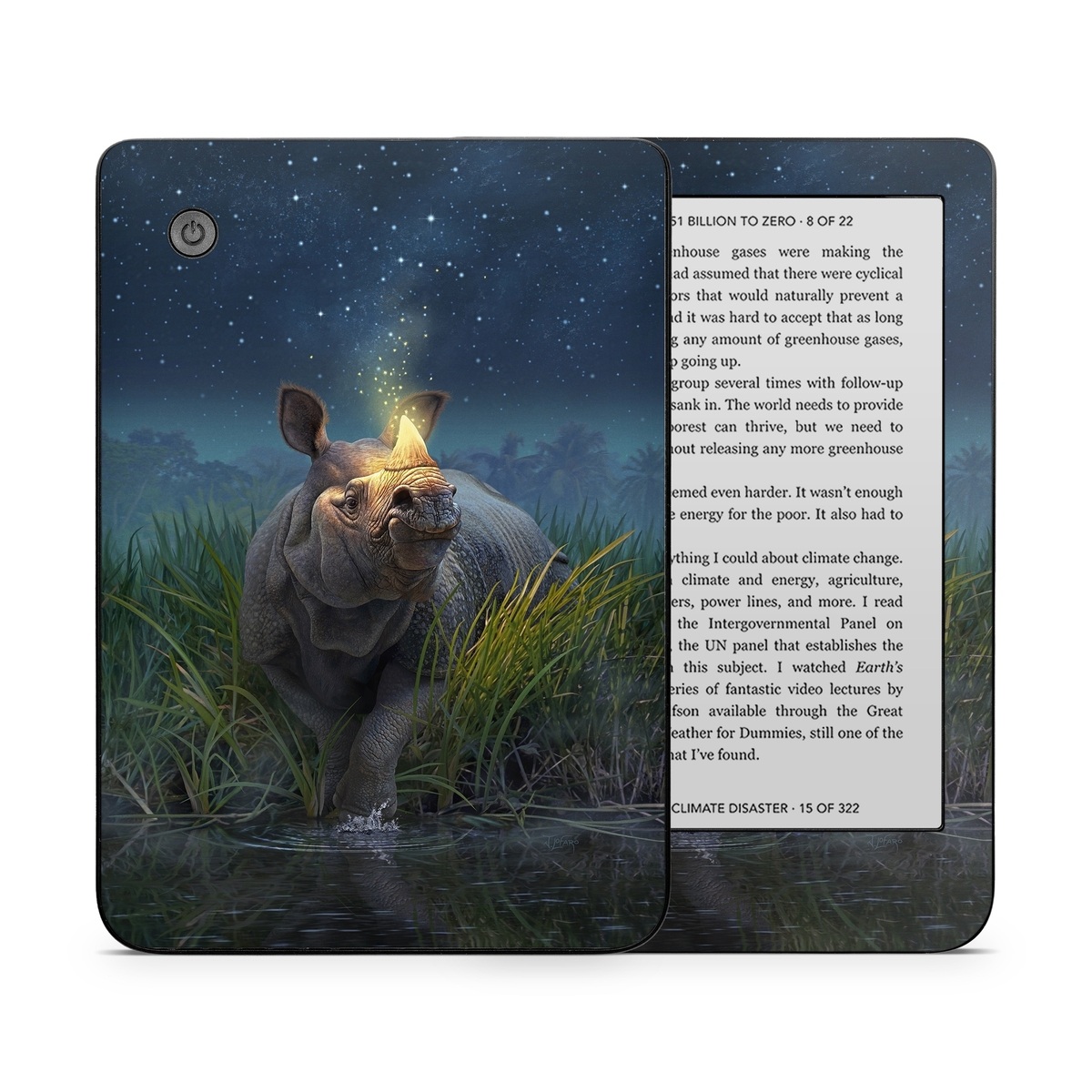 Kobo Clara 2E Skin design of Wildlife, Sky, Photography, Grass, Fawn, with blue, green, gray, yellow, white colors
