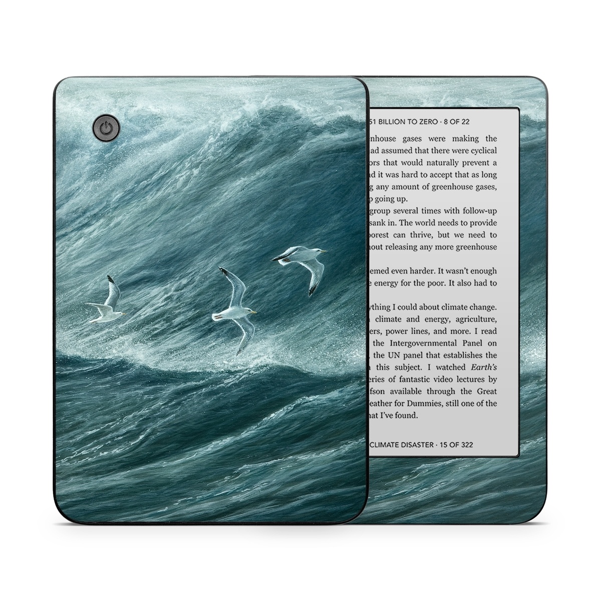 Kobo Clara 2E Skin design of Wave, Wind wave, Tide, Sea, Ocean, Water, Sky, Wind, Tsunami, Surfing, with blue, white colors