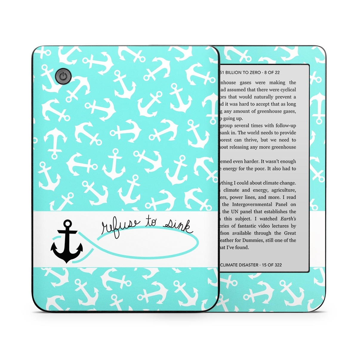 Kobo Clara 2E Skin design of Text, Turquoise, Aqua, Font, Teal, Pattern, Line, Design, Illustration, with gray, white, blue, green colors