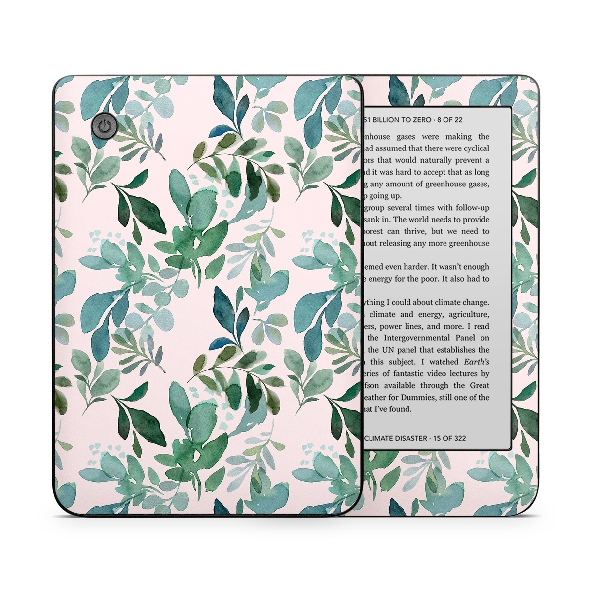 Kobo Clara 2E Skin design of Pattern, Green, Leaf, Design, Plant, Tree, Military camouflage, with white, green, blue colors