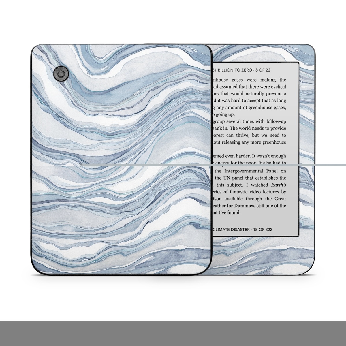 Kobo Clara 2E Skin design of Water, Liquid, Azure, Fluid, Grey, Aqua, Pattern, Wind wave, Electric blue, Wind, with blue, white colors