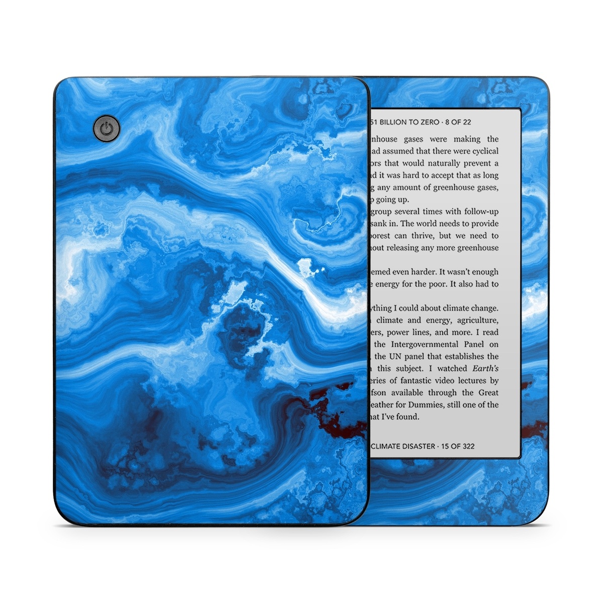 Kobo Clara 2E Skin design of Blue, Water, Aqua, Azure, Turquoise, Pattern, Liquid, Wave, Electric blue, Design, with blue, white, black colors