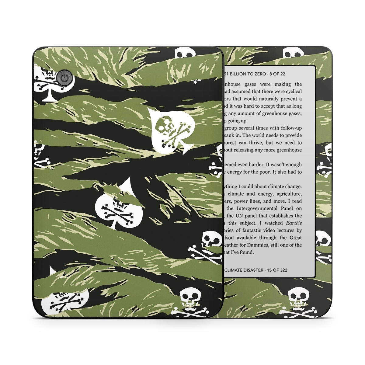 Kobo Clara 2E Skin design of Military camouflage, Pattern, Leaf, Illustration, Design, Tree, Camouflage, Plant, Art, Branch, with black, white, green colors