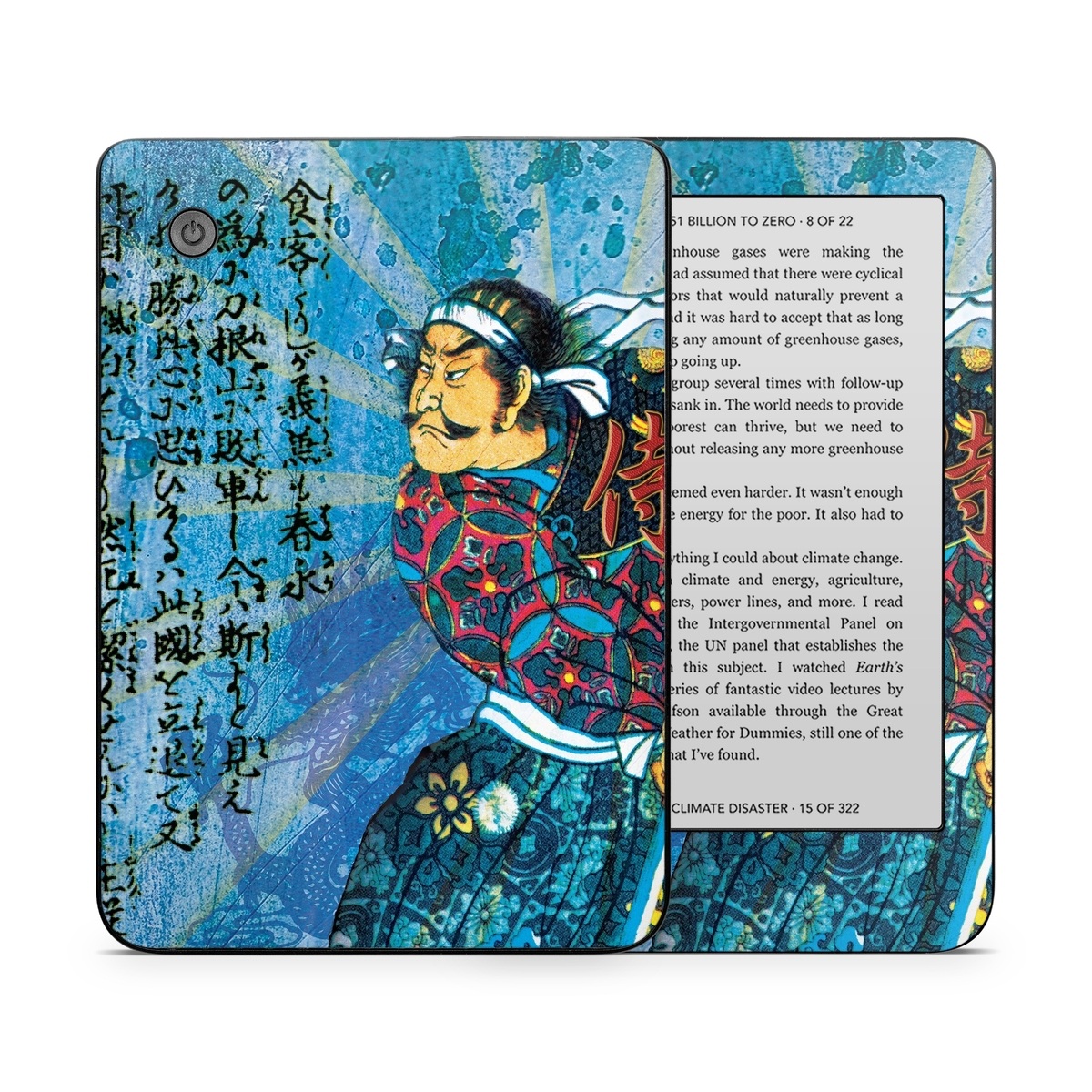 Kobo Clara 2E Skin design of Art, Illustration, Painting, with blue, black, gray, green, red colors