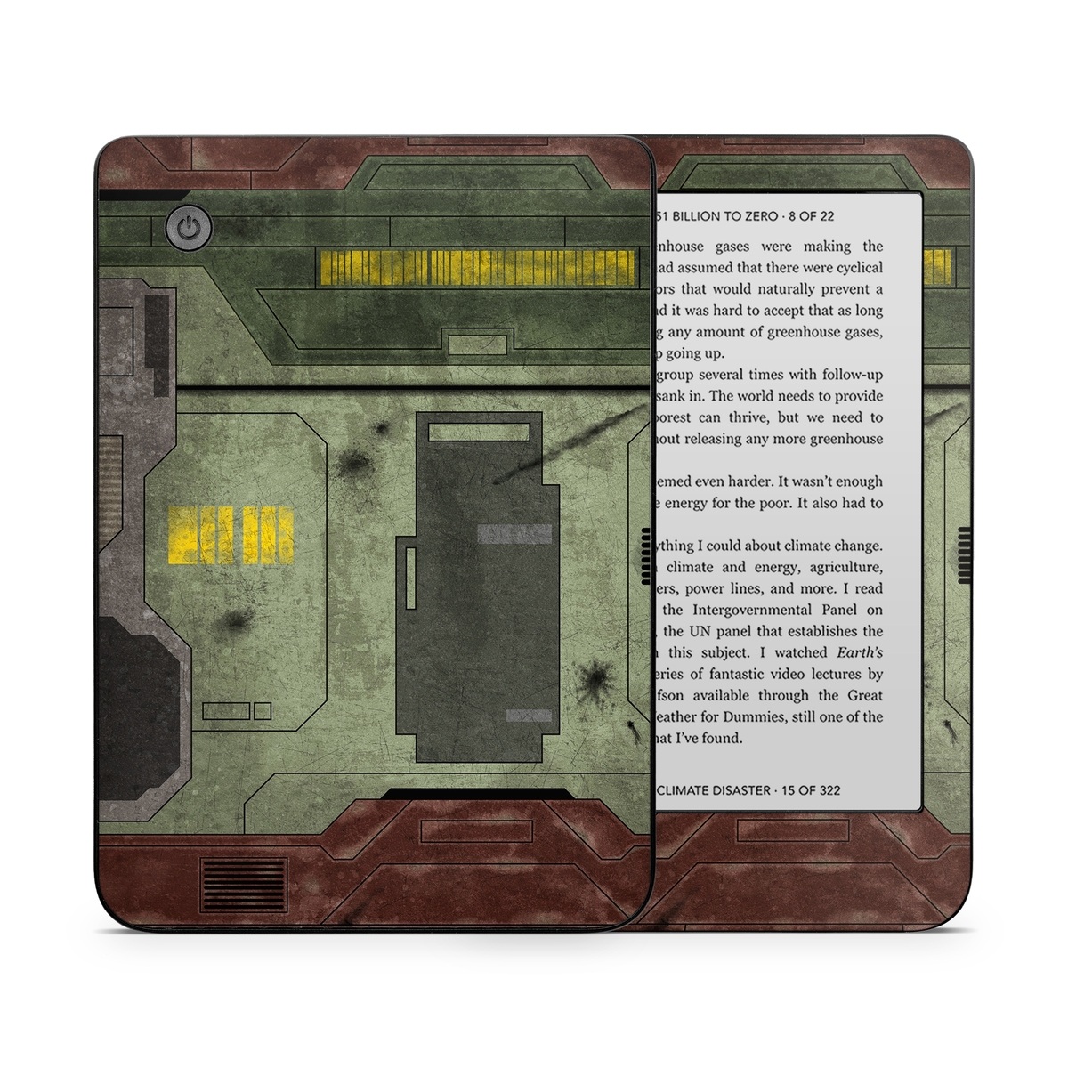 Kobo Clara 2E Skin design of Rectangle, Screenshot, Font, Wood, Pattern, Symmetry, Machine, Gas, Parallel, Engineering, with red, green, yellow, black, gray, white colors