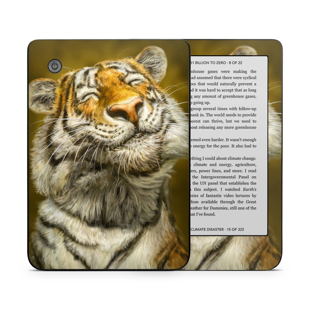 Kobo Clara 2E Skin design of Tiger, Vertebrate, Bengal tiger, Mammal, Wildlife, Siberian tiger, Terrestrial animal, Felidae, Snout, Whiskers, with black, white, orange, yellow colors