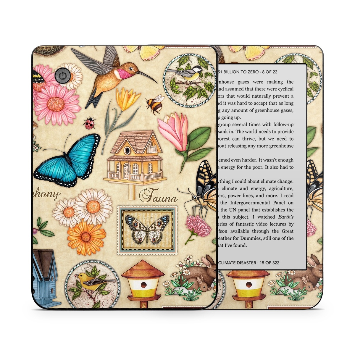 Kobo Clara 2E Skin design of Butterfly, Insect, Moths and butterflies, Cynthia (subgenus), Pollinator, Brush-footed butterfly, Organism, Invertebrate, Lepidopterist, Clip art, with gray, green, black, red, blue colors